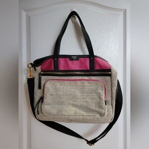 Fossil Pink and Black Crossbody Tote Bag  with Strap Multiple Compartments
